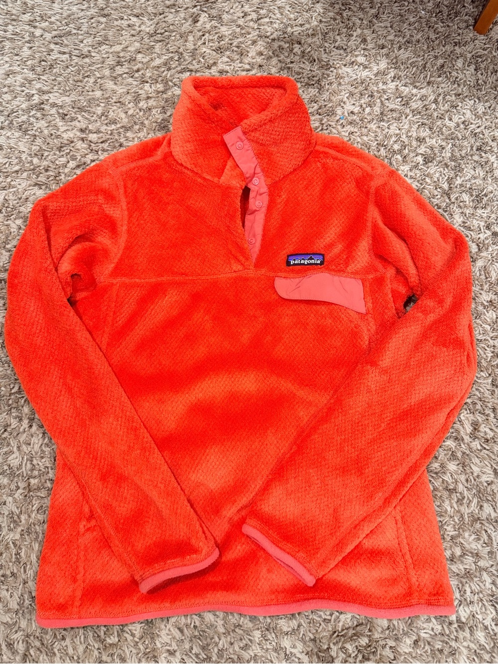 Patagonia Bright Coral Snap‑Placket Fleece Pullover